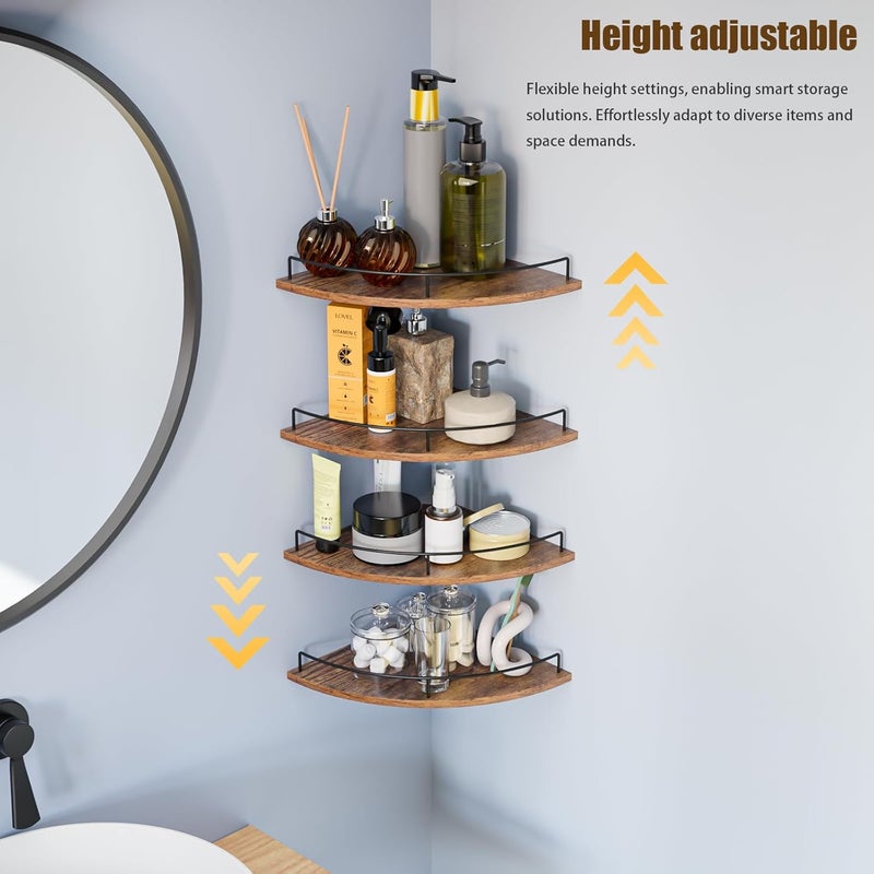 FNBAR Corner Shelf Wall Mount, Floating Corner Shelves, Set of 4 Corner Wall Shelf Organizer,Rustic Wood Wall Storage Display Shelves forLiving Room Bedroom Bathroom Kitchen - Image 3